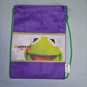 DISNEY Muppets MOST WANTED Kermit The Frog Lunch Drawstring BackPack Tote Bag